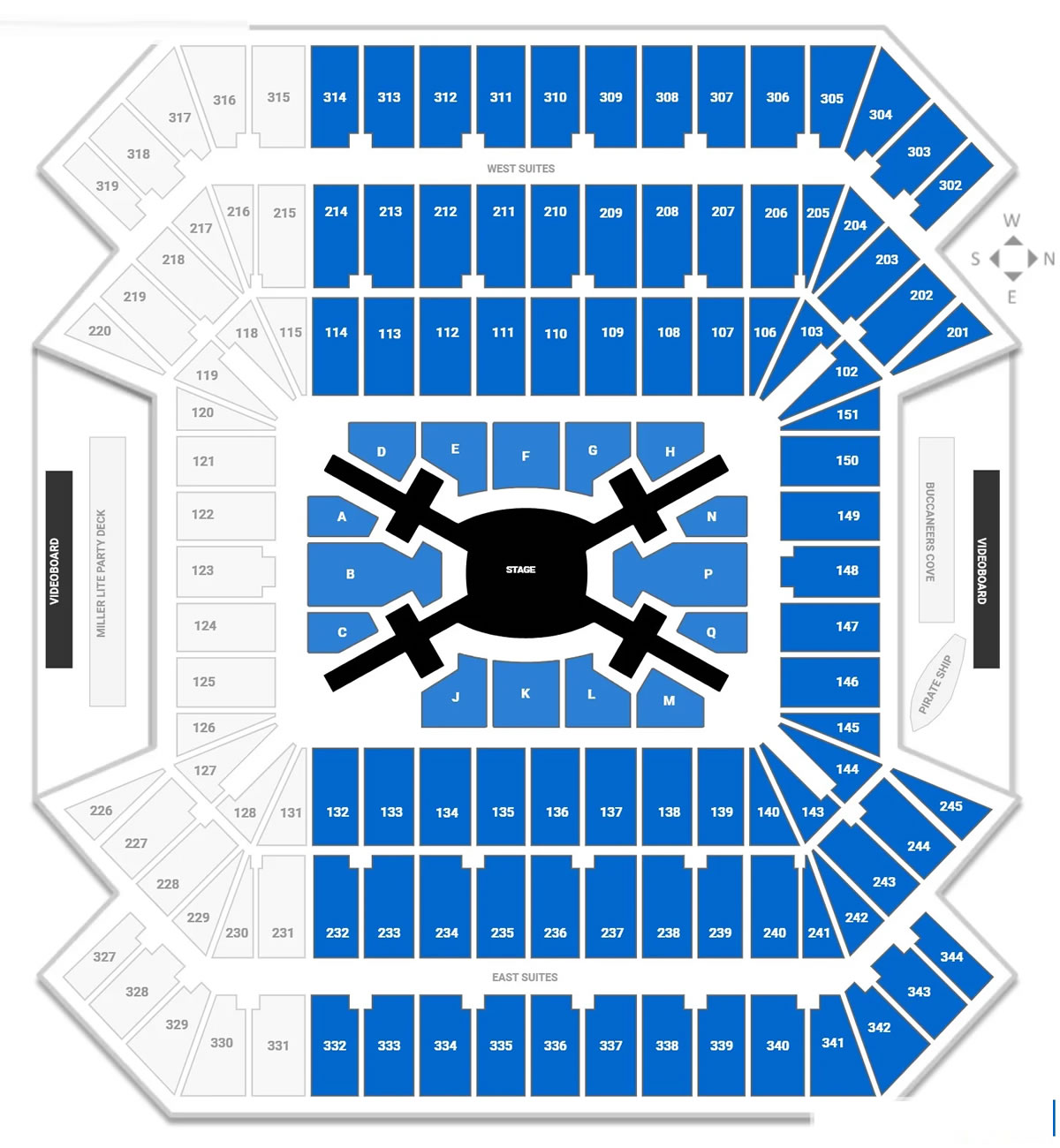 Raymond James Stadium, Tampa, Florida, United States / Raymond James Stadium, Tampa, Florida, United States Venue Seating Plan