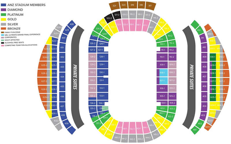 Accor Stadium, Sydney, Australia Seating Plan