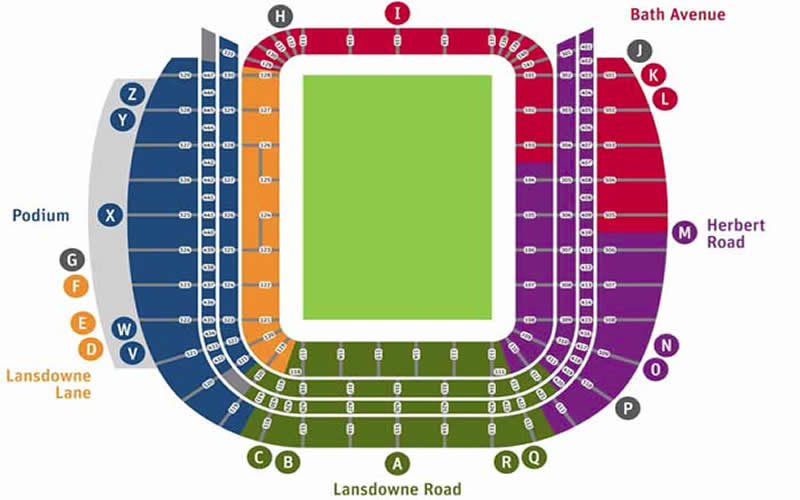 Aviva Stadium, Dublin, Ireland Seating Plan