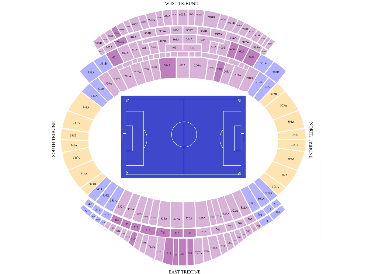 Ataturk Olympic Stadium, Istanbul, Turkey Seating Plan