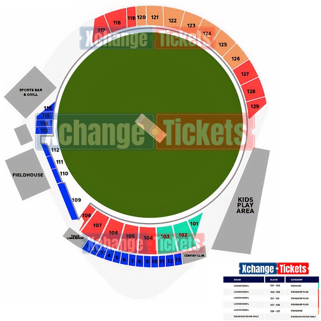 Grand Prairie Cricket Stadium, Dallas, United States Seating Plan