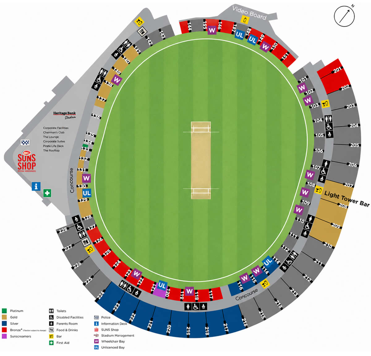 Gold Coast Stadium, Carrara, Queensland, Australia / Gold Coast Stadium, Carrara, Queensland, Australia Venue Seating Plan
