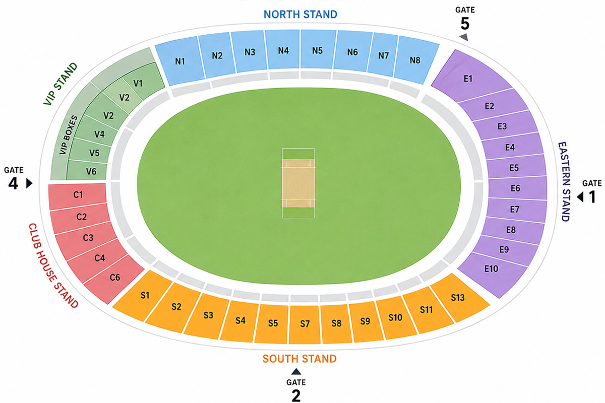Zahur Ahmed Chowdhury Stadium, Chittagong, Bangladesh / Zahur Ahmed Chowdhury Stadium, Chittagong, Bangladesh Venue Seating Plan