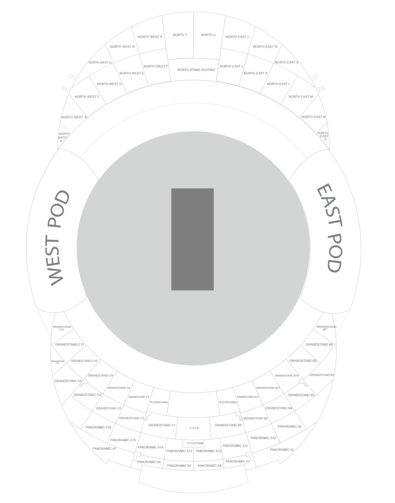 Sheikh Zayed Cricket Stadium, Abu Dhabi, United Arab Emirates Seating Plan