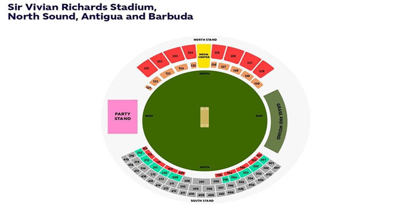Sir Vivian Richards Stadium, North Sound, Antigua and Barbuda Seating Plan