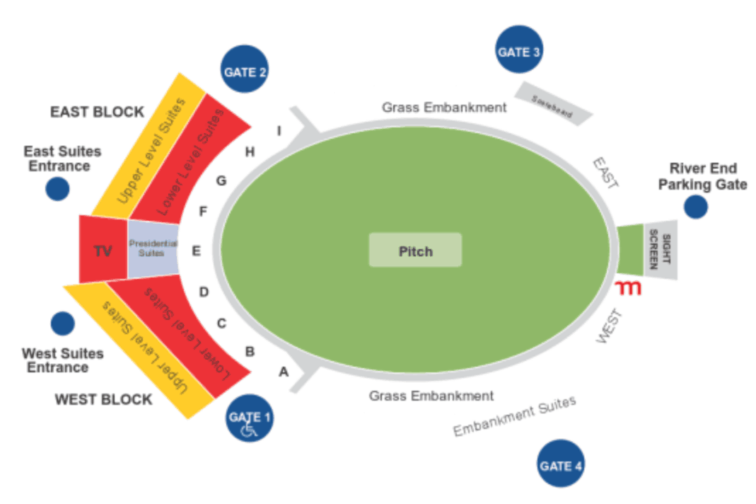 SuperSport Park Cricket Stadium, Centurion, South Africa Seating Plan