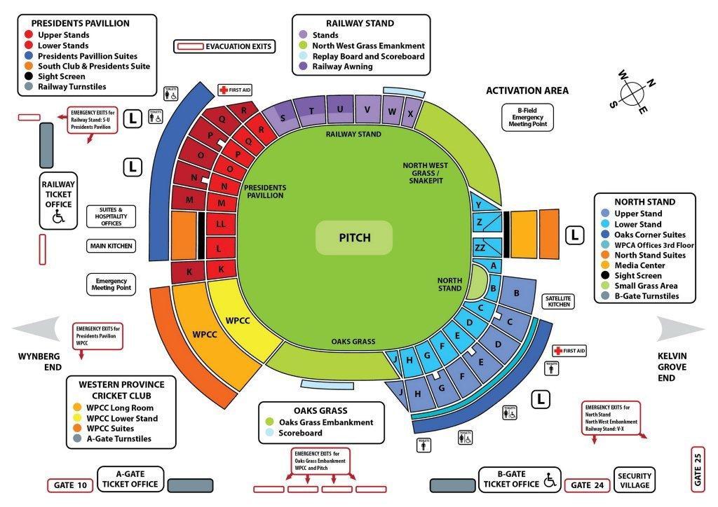 PPC Newlands Cricket Grounds, Cape Town, South Africa Seating Plan