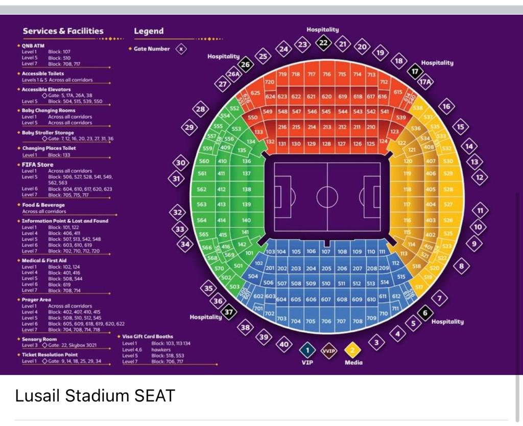 Lusail Stadium, Al Daayen, Qatar Seating Plan