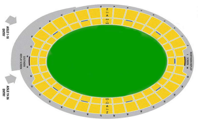 Wellington Regional Stadium, Wellington, New Zealand Seating Plan